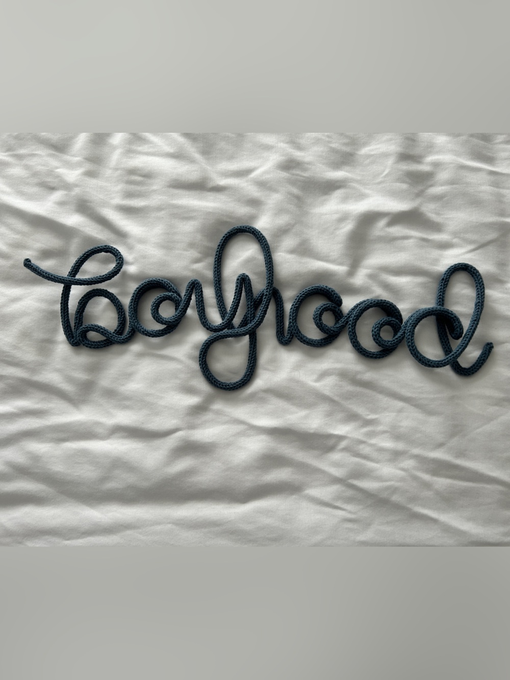 Boyhood sign for nursery, Etsy, handmade Navy Blue Braided Rope Accent